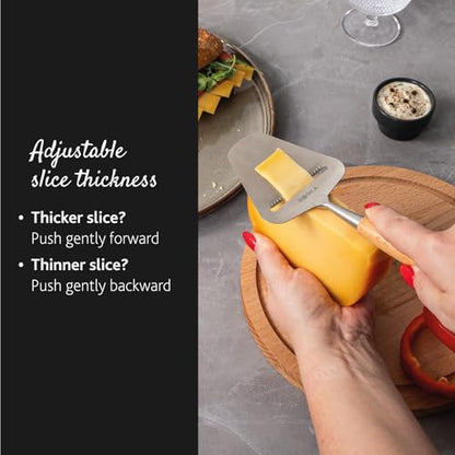 Boska Cheese Slicer Amigo - Slicer for Mature and Aged Cheese - Ergonomic Handle - Stainless Steel - Beech Wood - Non-stick Thanks to BSF Treatment - Also for Slicing Vegetables - style: Wood