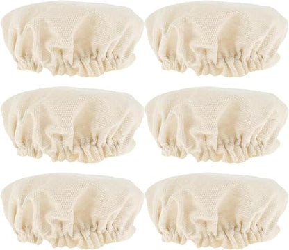 6 Pcs Beige Sourdough Starter Jar Cloth Covers,Cotton Linen Bread Fermentation Cover,Sourdough Starter Jar Kits Replacement,Elastic Cloth Covers Fit Jars Mouth from 3-4 inch Set Canning Lids