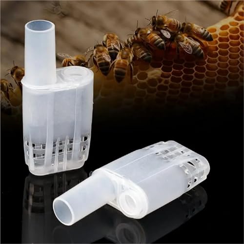 Queen Bee Cage 60Pcs Plastic White Bee Queen Cages Beekeeping Marking Transfer Bottle Apiculture Equipment Protection Tools for Beekeeping Supplies
