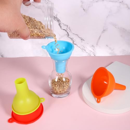 4 PCS Kitchen Silicone Funnel, 4 Colors Kitchen Funnel Set Wide Mouth Funnels for Filling Bottles Small Canning Funnels for Daily Cooking and Water Liquid Oil or Powder Transfer