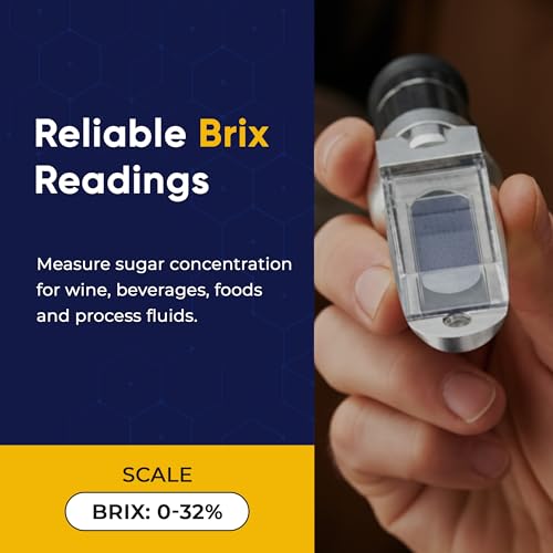 0–32% Brix Handheld Analog Refractometer with ATC, Durable All Metal Brix Meter for Sugar Content, Juice and Syrup Testing, Fruit Vegetable Samples and Measurement - style: Analog