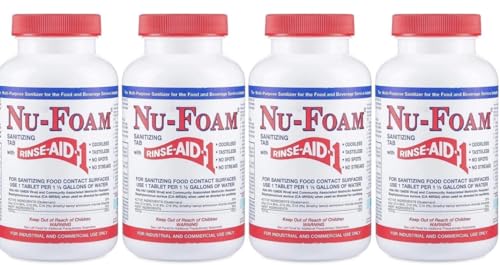 Nu-Foam Sanitizing Tablets for Bar Glassware – Superior Rinse Aid - Hand Washing Bar, Brewery Supplies - Spotless Serving Glasses - Professional - 4 Pack 400 Tablets/ 2,400 Quarts Sanitizing Solution - size: 100 Count (Pack of 4)