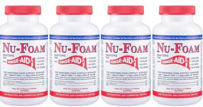Nu-Foam Sanitizing Tablets for Bar Glassware – Superior Rinse Aid - Hand Washing Bar, Brewery Supplies - Spotless Serving Glasses - Professional - 4 Pack 400 Tablets/ 2,400 Quarts Sanitizing Solution - size: 100 Count (Pack of 4)