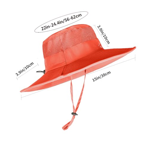 Sun Hats for Men Women Fishing Hat UPF 50+ Breathable Wide Brim Summer UV Protection Hat - color: Orange
