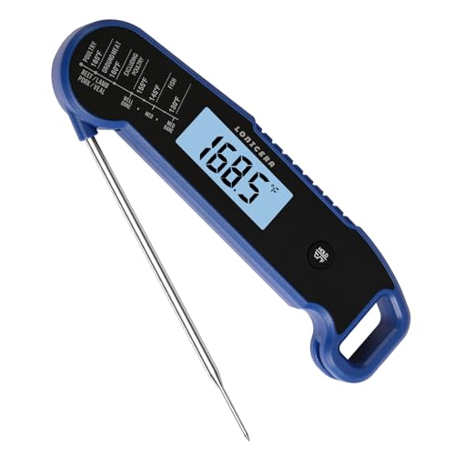 Lonicera Digital Meat Thermometer for Food Cooking. Instant Read Within 1 Sec and ±0.9℉ Accuracy with Thermocouple Sensor. IP67 Waterproof, Auto-Rotating Display, Auto Wake up (Blueberry) - color: BLUE
