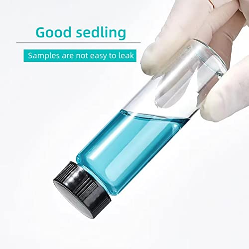 1 Dram Glass Sample Vial,4 ML Clear Borosilicate Glass Liquid Sampling Sample Glass Thread Bottles,15x45mm,13-425 Black Screw Caps with PE Liner, Pack of 100. - size: 4ML