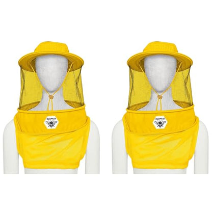 Beekeeping Veil Hat for Beekeepers 360° Protective High Visibility Mesh Breathable Ventilated Design Secure Elastic Fit (BP-106 Yellow-2 Pack Veils) - color: Gold, size: 2-pack