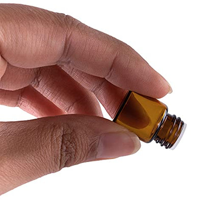 Super Z Outlet 1ml (1/4 dram) Mini Amber Glass Vial Bottles with Orifice Reducer and Cap for Essential Oils, Colognes & Perfumes (12 Pack)