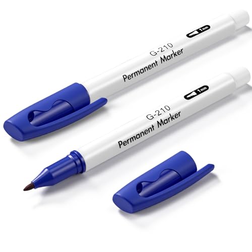 2 Pcs Freezer Permanent Markers Waterproof Fast Drying Labels Pens 1.0mm Chisel Fine Point Tips for Food Labels Fridge Freezer Storage Kitchen Lab Use General Organization(Blue) - color: Blue