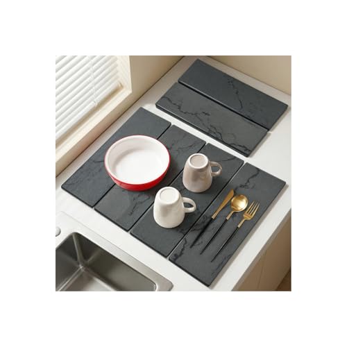 Large Stone Dish Drying Mat for Kitchen Counter,24"(L)×16"(W),Quick Dry Super Absorbent Drying Matt Kitchen Counter,Collapsible Diatomaceous Earth Dish Mats,for Dishes Bottles Cups,Any Countertop - color: Gray