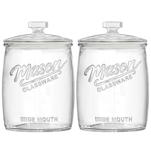 2 Pack Cookie Jar, 1 Gallon Glass Jar with Airtight Lids - Large Wide Mouth Mason Jar for Kitchen Pantry& Laundry Room, Glass Apothecary Canisters Sets for Candy, Flour, Rice, Coffee, Display