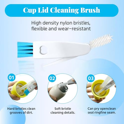 4-in-1 Bottle Brush, Long Handle Water Bottle Brush & Straw Cleaner Brush, Lid Brushe, for Cleaning Water Bottle, Flask, Wine Decanters, Coffee Mugs,Baby Bottles - color: 4pcs/Blue