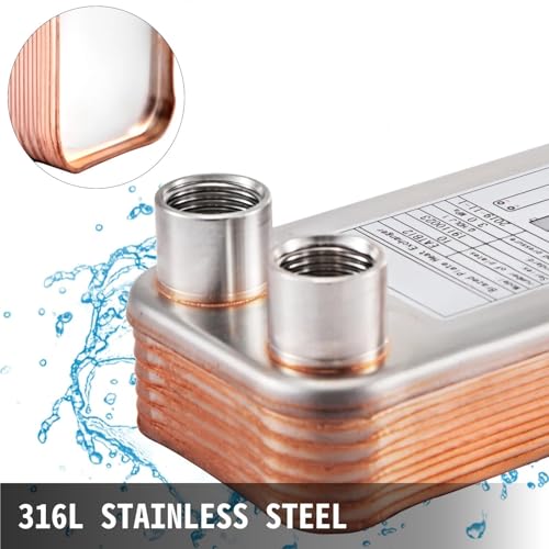 30-60 Plates Stainless Steel Heat Exchanger - Wort Chiller for Homebrew Beer Counterflow Cooling & Heating(40 Plates) - color: 40 Plates
