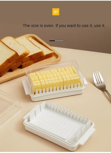 Japanese style cheese cutting and preservation box with lid, rectangular cheese slice storage box, butter slitting refrigeration box, uniform slicing design, transparent dustproof refrigerator storage