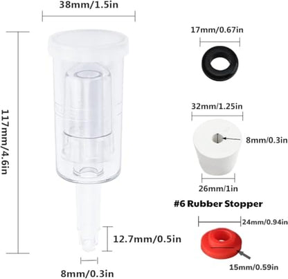 3-Piece Airlock 5-Pack with 5PCS #6 Stoppers, 5pcs Silicone Loops & 10PCS Grommets – Complete Fermentation Kit for Home Brewing Beer, Wine, Kombucha, Sauerkraut, Kimchi & More