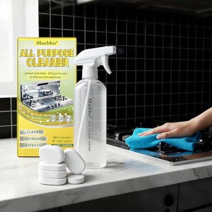 Multi-Surface Cleaner Refill Tablets with a Bottle, 6-Pack Refill, All-Purpose Cleaning Supplies Home & Kitchen - Non-toxic & Effective 6 x 10.14 Fl oz Bottles