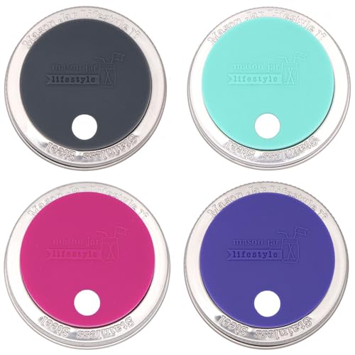 Silicone Fermentation Lid and Straw Hole Tumbler for Mason, Ball, Canning Jars (Enchanted Multicolor, Regular Mouth) - color: Enchanted Multicolor, size: Regular Mouth