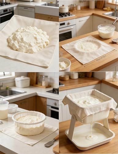 10 PCS Reusable Cheese Cloths, 20x20 Inch Hemmed Cheesecloth 100% Cotton Unbleached Cloth Strainer, Straining Cloth for Coffee Brewing Cooking/Baking Juicing Cheese Making