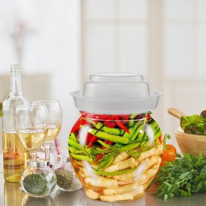 Airtight Sealed Pickle Jar with Transparent Lid and Inner Cover Multi-function Fermentation Container for Kimchi Pickles Dried Fruit Storage Easy-clean Reusable Kitchen Storage Jar