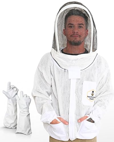 Ventilated Bee Jacket for Men and Women with Gloves and Detachable Fencing Veil, 3-Layer Beekeeping Jacket, YKK Brass Zippers (2XL) - size: 2XL