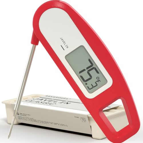 Lavatools Javelin® Digital Instant Read Meat Thermometer, Crimson | Ultra-Fast 3-Second, 2.75" Probe, Compact Foldable Design, IP65 Water Resistant, NSF Certified - color: Crimson