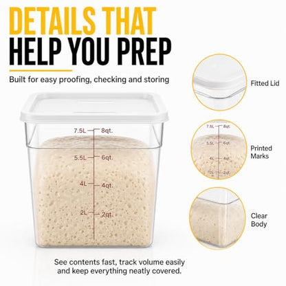 2 Pack 8Qt Clear Food Storage Containers with Lids – BPA-Free Stackable Kitchen Organizer for Pantry, Fruits, Vegetables, Meal Prep & Dough Proofing