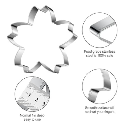 Cherry Blossoms Flower Style Cookie Cutter Christmas Biscuit Cutters New Year’s Day DIY Baking Mold, Pack of 5 - style: F-Cherry blossoms