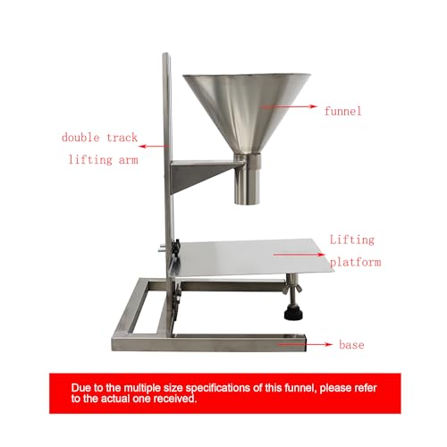 3.1inch Stainless Steel Feeding Hopper with Support Stand Manual Filling Package Funnel for Filling Powder Paste Liquid Granule