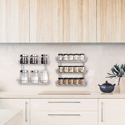 SWOMMOLY Adjustable Wall Mount Spice Rack, 9-Tier Dual-use (Multi-use) Organizer, Silver - color: Silver, size: 9-Tier