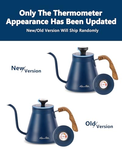 Harriet Gooseneck Kettle with Thermometer for Pour Over Coffee and Tea, 37 fl oz, Stainless Steel, Durable 3-Layer Base, Ideal Spout for Precision Pouring, Compatible with all Stove Tops, Blue - color: Cobalt Blue