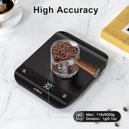 Ultrean Food Scale, Digital Kitchen Scale with LED Display, Weight Grams and Ounces for Baking Cooking, 6 Units with Tare Function, 11lb (Batteries Included) - color: Carbon Black