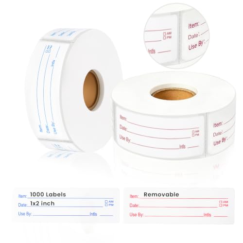1000 Pcs Removable Freezer Labels with Perforation Line, 1x3 Inch Waterproof Oil Resistant Food Storage Stickers, No Residue Easy Peel Date Content Labels for Kitchen Containers, Jars, Restaurants - color: Type-b