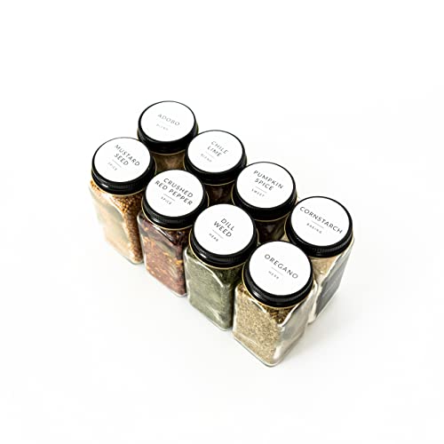 Round Spice Labels Stickers for Glass Jars - 140 Preprinted Waterproof Spice Jar Labels Stickers for Top of Lids, Seasoning Labels Only, Kitchen Pantry Organization - style: White Round Spice Labels