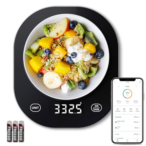 Arboleaf Smart Food Kitchen Scale, 22lb Digital Food Scale with Nutritional Calculator, Smart Kitchen Weighing with App for Macro, Keto, Calorie, Cooking, Grams and Ounces, 0.1oz/0.5g, Black - color: Black