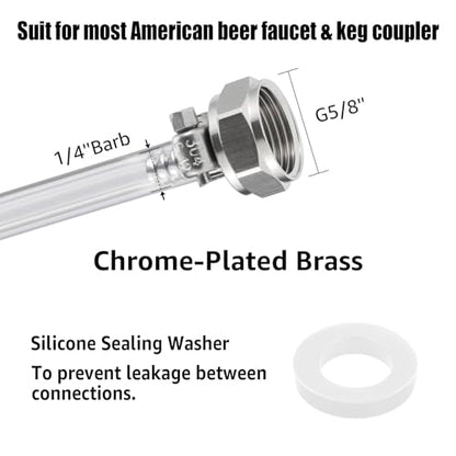 MRbrew Draft Beer Line with Barb Connector, Kegerator Accessory Kit Beer tower Brewing Tubing Hose, 5 Feet Clear Vinyl Tubing Draft Beer Dispensing 3/16" ID 7/16" OD Tubing Hose for Beer Tap D Coupler