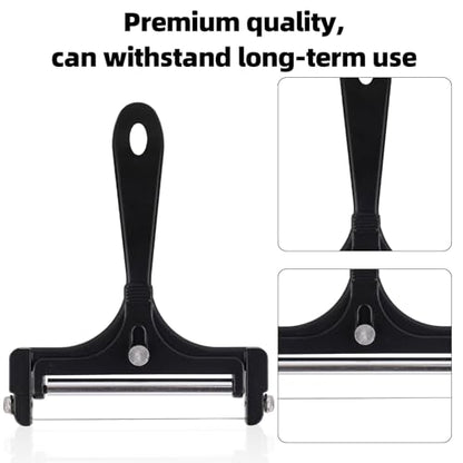 lasuroa Cheese Cutter, Stainless Steel Cheese Slicer with 4pcs Extra Wires Adjustable Handheld Butter Block Cutter (Black)