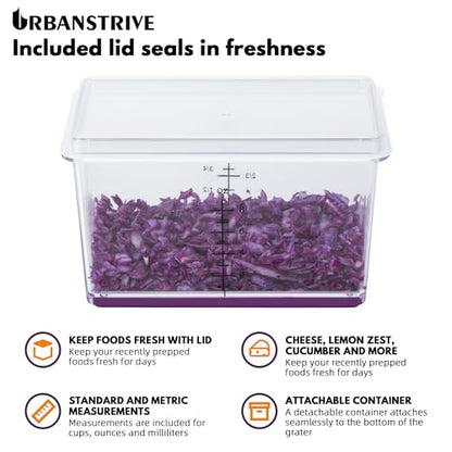 Urbanstrive Cheese Grater With Container, Professional Cheese Grater with Handle, Stainless Steel Graters for Kitchen Handheld, Box Grater with 4 Sides for Vegetables, Ginger, Potatoes (Purple) - color: Purple