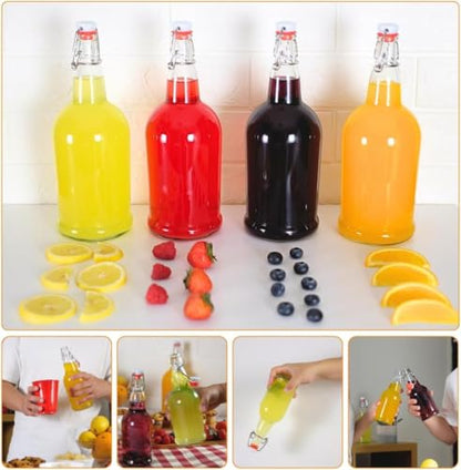 FastRack 2 Pack Clear Swing Top Glass Bottles (16oz/500ml) | Heavy Duty Flip Top Fermenting Bottles | Reusable Airtight Grolsch-Style Glass for Kombucha, Beer, Juice & Infusions - color: Clear