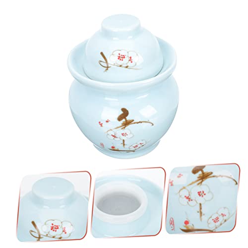 Chinese Pickle Jar Ceramic Plum Blossom Pattern Sealed Storage Jar Vintage Pickle Can for Kimchi