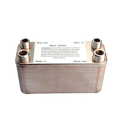 Heat Exchanger,30 Plates Wort Chiller Stainless Plates Brewing Chiller with 3/4 NPT Garden Hose Thread Heat Exchanger Wort Chiller