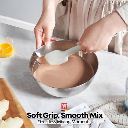 Wagensteiger Light Gray Silicone Scraping Spatula: Cooking Tool with Heat Resistant, Protects Surfaces with Gentle Head Design, Cooking Spatula for Spreading & Mixing, BPA Free (11.22inch x 2.17inch) - size: 11.22inch x 2.17inch