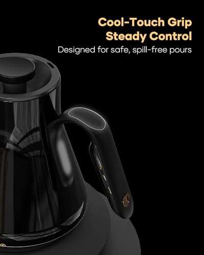 Cocinare Gooseneck Electric Kettle, ±1°F Precise Temperature Control, 1500W Fast Heating, Pour Over Coffee & Tea Kettle with Brew Timer & Keep Warm, Stainless Steel, 0.9L (Soulages Black) - color: Soulages Black