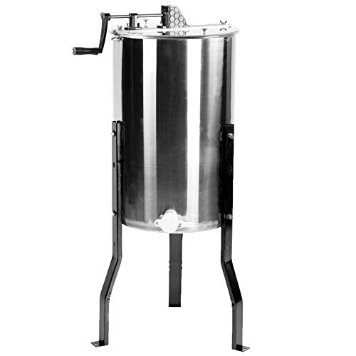 VIVO Honey Extractor 2 Frame Rack, Food Grade Stainless Steel Honey Processing Equipment, Manual Crank Honeycomb Drum Spinner with Transparent Lid, BEE-V002 - size: 1 Count (Pack of 1), style: Manual