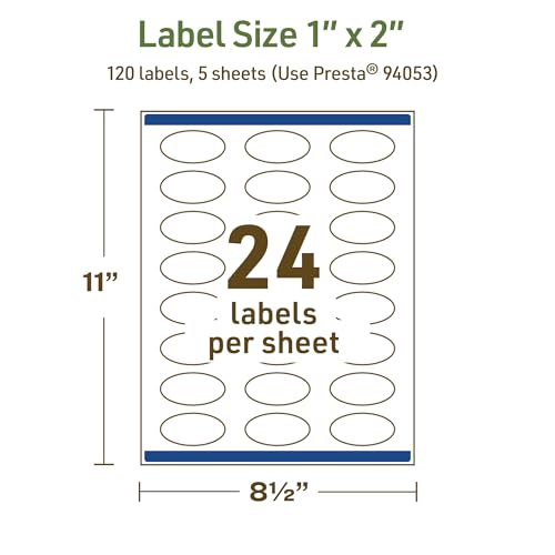 Avery Dissolvable Oval Labels, Sure Feed Technology, 1" x 2", Matte White, Print-to-The-Edge, Laser/Inkjet Printable, 120 Labels Total - style: 120 labels