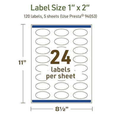 Avery Dissolvable Oval Labels, Sure Feed Technology, 1" x 2", Matte White, Print-to-The-Edge, Laser/Inkjet Printable, 120 Labels Total - style: 120 labels