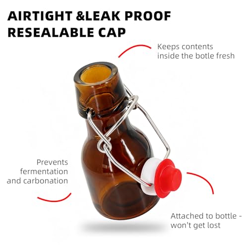 1Pc Amber Swing Top Brewing Bottles with Leak Proof Easy Caps, Glass Beer Bottle Flip Top Bottles For Kombucha, Kefir, Vanilla Extract, Beer (2oz Round)