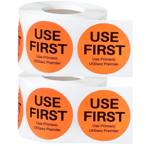 Epakh 1000 Pcs 2 Inch Use First Stickers Food Service Inventory Control Labels for Restaurant Permanent Adhesive Food Labels Circle Dot Paper (Orange) - color: Orange