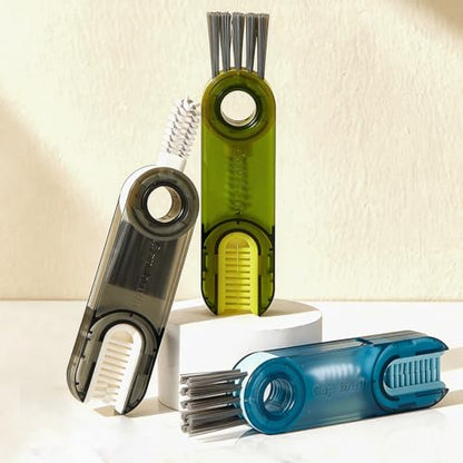 3 in 1 Cup Lid Cleaning Brush Set - Multifunctional Cup Cleaning Brushes, Water Bottle Brushes for Cleaning, Home Kitchen Crevices Cleaning Brush (3 Packs)