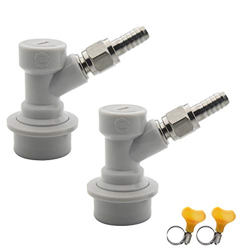PERA Corny Keg Ball Lock Gas Disconnect MFL 1/4, Include 5/16 Swivel Nuts, 2 Free Worm Clamps for Homebrewing