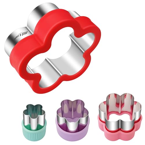ALLTOP Flower Cookie Cutter Set – 4 Different Sizes of Scalloped Stainless Steel Biscuit Cutters for Baking, Donut, English Muffin, and More - color: Plum